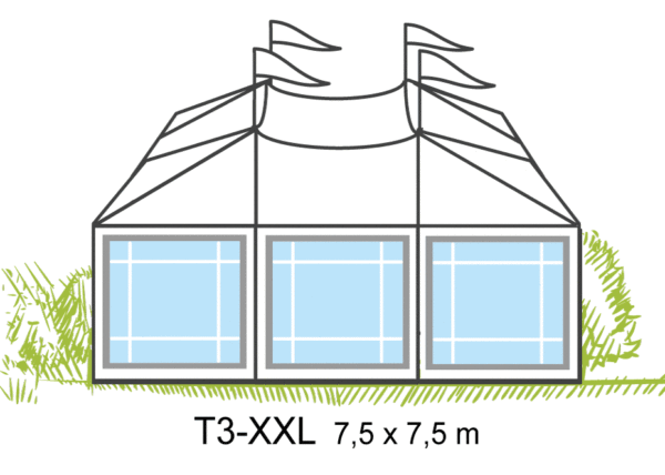 Tält T3-XXL 7,5x7,5m