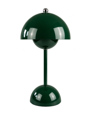 Aster laddningsbar bordslampa i mossgrön med modern design.