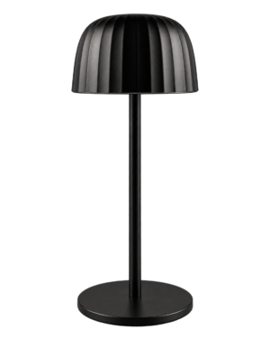 Svart Orion laddningsbar bordslampa med modern design.